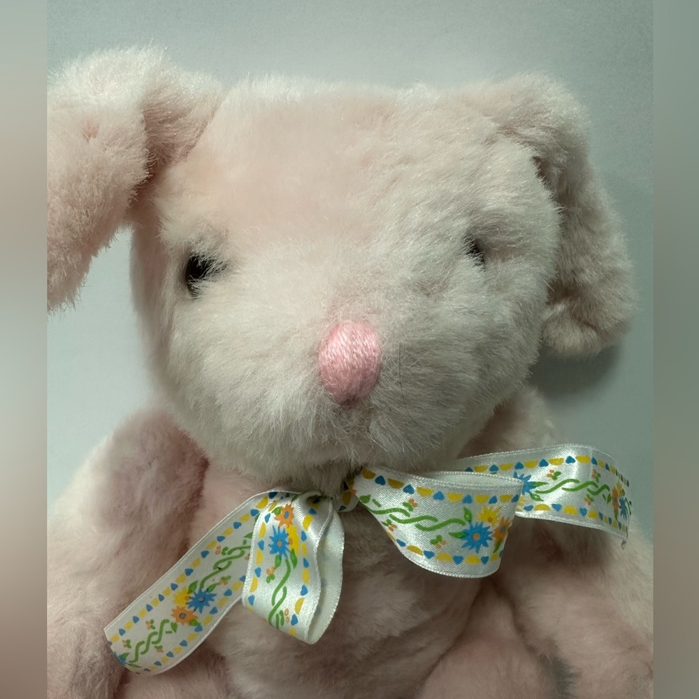 Pink Plush Bunny with Ribbon - Picture 2 of 3